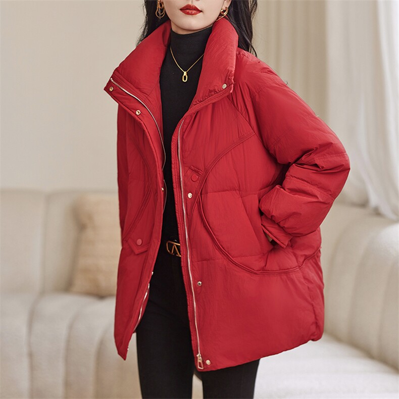 现货主推2023冬新款加厚中长款保暖休闲羽绒服90白鸭绒,女装羽绒服,余墨