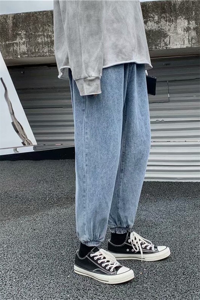纯色束脚牛仔裤男九分裤韩版直筒坠感老爹裤INS牛仔裤潮男,男装牛仔裤,星座302B