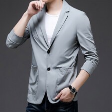 夏季新款男士商务休闲防晒服薄款上衣中青年百搭纯色长袖西服外套，男装西服，电商B212（原钱塘6029）