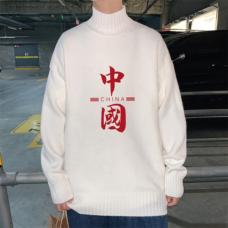 M18198-P45 加绒款-P65半高领毛衣男士大码针织衫男毛线衣男图片
