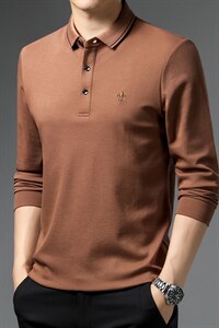 BJ21523钱塘2020-2中年男士商务休闲百搭简约长袖翻领T恤P66图片