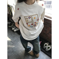 万针全刺绣工艺高品质260克双纱纯棉美式高街短袖T恤特P33，男装T恤，电商A486