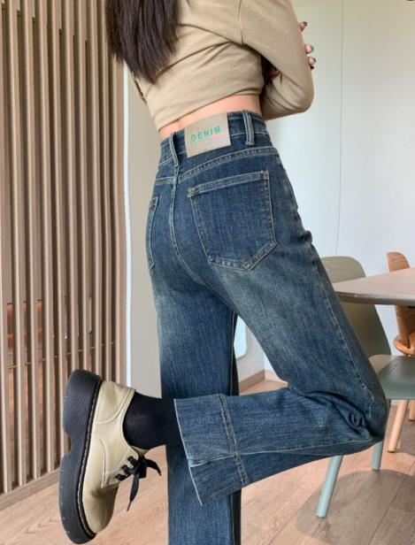 春秋款时尚休闲宽松直筒裤女,女装牛仔裤,宸诺服饰