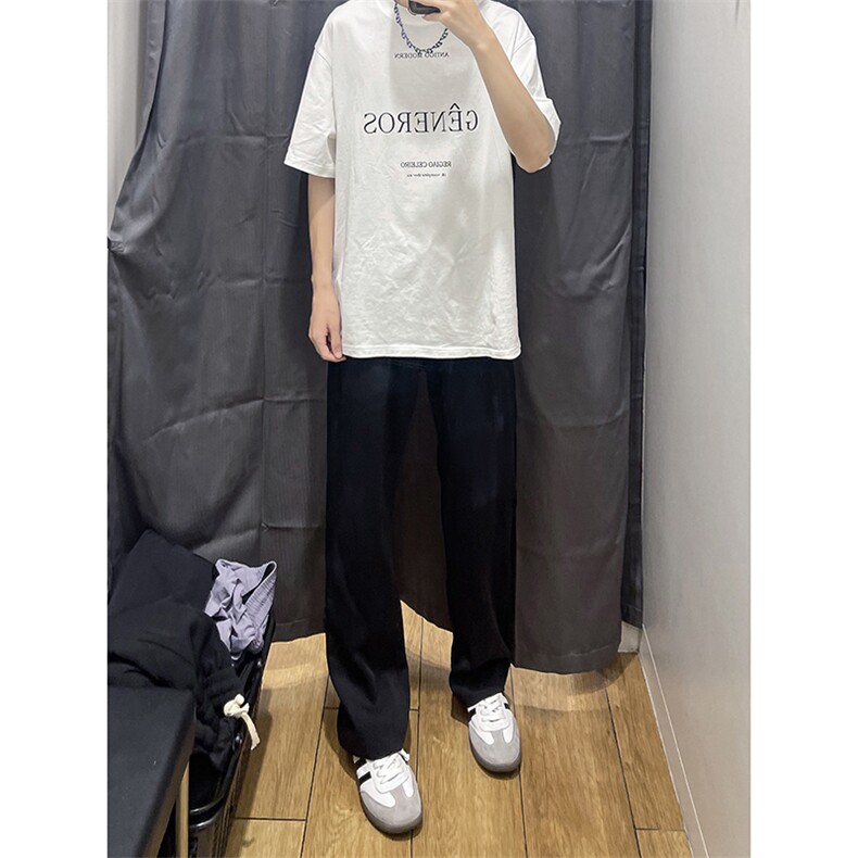 美式高街 hiphop冰丝微喇弯刀休闲西裤裤货号K2427P55图片