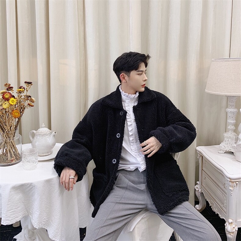 冬季青年冰岛绒加厚翻领毛毛外套上衣1017-P140，女装短外套，电商A345