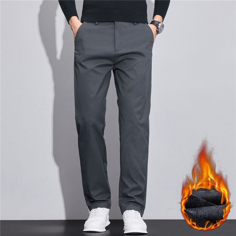 秋冬季加绒保暖厚款休闲裤男士修身直筒商务百搭长裤597现货外贸，男装棉衣，星座224