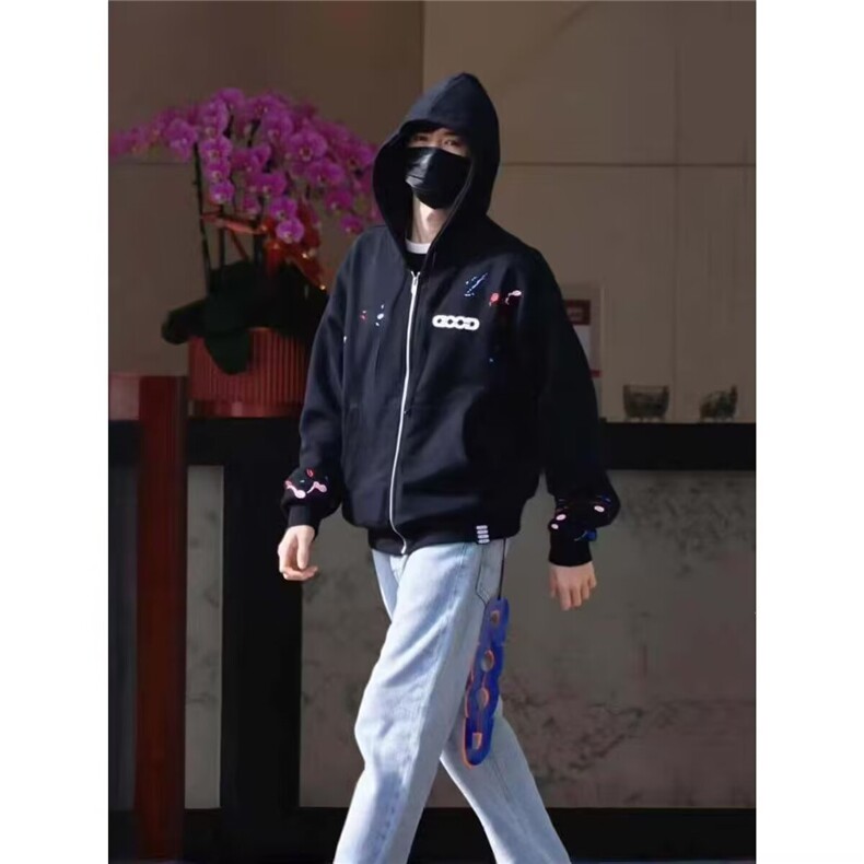 2025新款卫衣港风宽松简约连帽卫衣开衫男女同款潮流帅气百搭,男装卫衣,四季星座505