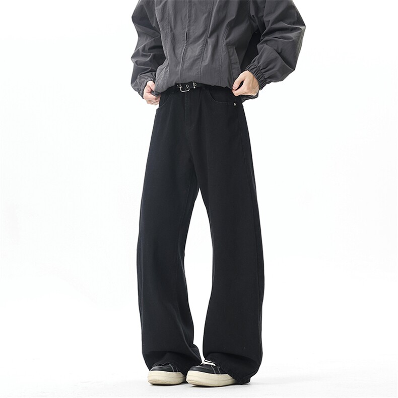 美式白色牛仔裤男秋冬cleanfit高街复古宽松直筒阔腿裤YD9057-P60图片