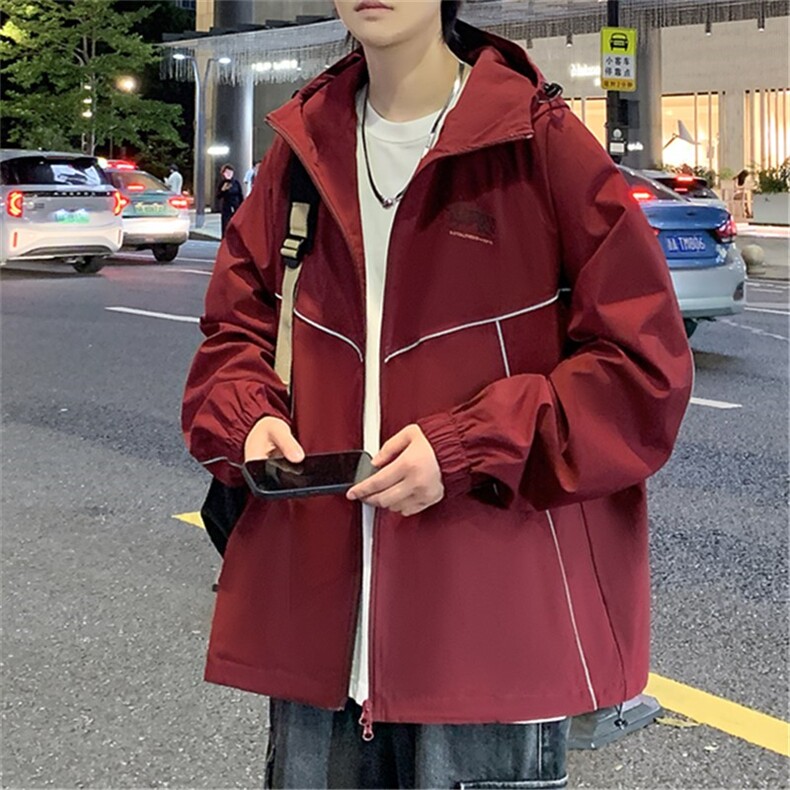 2025新款秋季户外连帽港风时尚潮流拼色夹克-JK3023-P65，男装夹克，星座1105-2