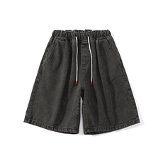 港风复古牛仔短裤男夏季潮牌ins宽松休闲五分裤A166-DK51-P30控45，男装牛仔裤，电商A166