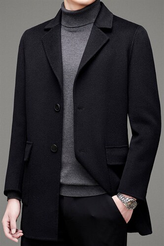 澳洲羊毛毛呢风衣男新款中年秋冬大衣商务休闲外套MNSA2277-P480，男装毛呢大衣，电商B212（原钱塘6029）