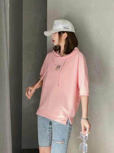 夏季新款-带帽短袖卫衣，女装卫衣/绒衫，E·贝空间