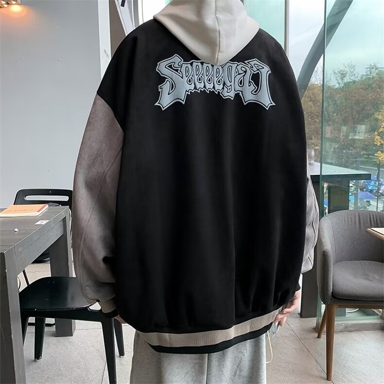 2023春季新款鹿皮绒棒球服外套男上衣服JK07503-P63,男装夹克,星座308B-1