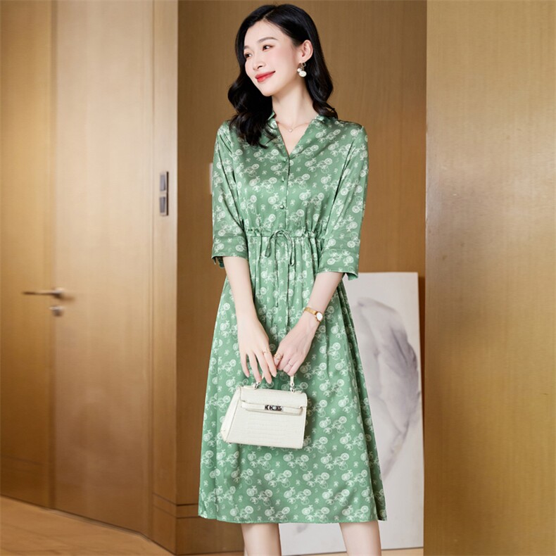 【纯jing】显瘦收腰洋气碎花长袖连衣裙2024冬季商场撤柜折扣女装，女装连衣裙，阿舍尔精品