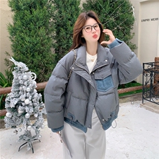 短款灰色羽绒服女2025冬季新款泡芙保暖巨好看面包服90白鸭绒外套，女装羽绒服，2C159