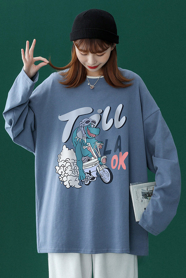 ！2023春季新品潮流行恐龙Fashion长袖T恤潮T115P25控38,男装T恤,A247A