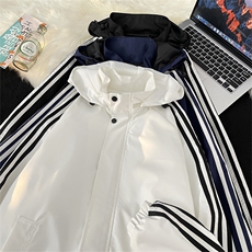 夹克男韩版潮流条纹拼色连帽高街帅2025秋冬新款ins外套W5366-P47，男装夹克，星座412