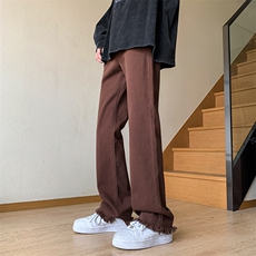 B221美式ins高街小众情侣款毛边微喇牛仔裤LK23004-P55控78，男装牛仔裤，电商B221
