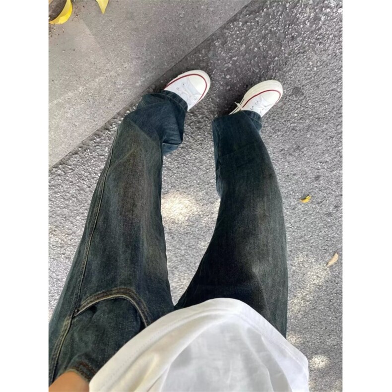 美式复古vibe风牛仔裤男夏季潮牌炸街男生直筒长裤痞帅春秋季裤子,男装牛仔裤,星座506A