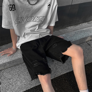 现货 夏季美式复古毛边短裤五分乞丐破洞牛仔裤男 K5808-P35 控58图片