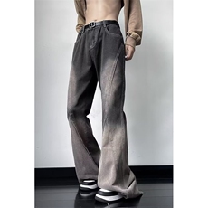美式复古渐变牛仔裤男潮牌高街宽松工装微喇叭牛仔裤SN84-P48，男装牛仔裤，星座1001-1