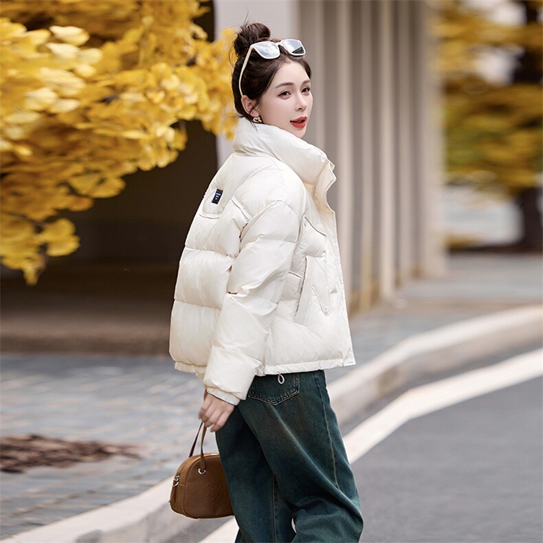 超好看短款白鸭绒羽绒服女2025冬新款小个子时尚宽松立领保暖外套,女装羽绒服,涵亦佰惠
