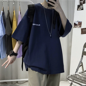 T06常年款男士休闲字母印花T恤衫外套圆领半袖五分袖TEE男女中性图片