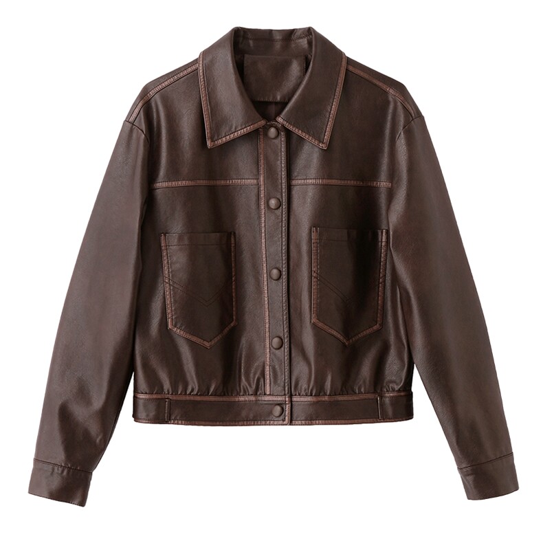 【现货】春装新品皮衣外套女洋气减龄上衣2508-1C115-P125-K188,女装皮衣,吾爱衣