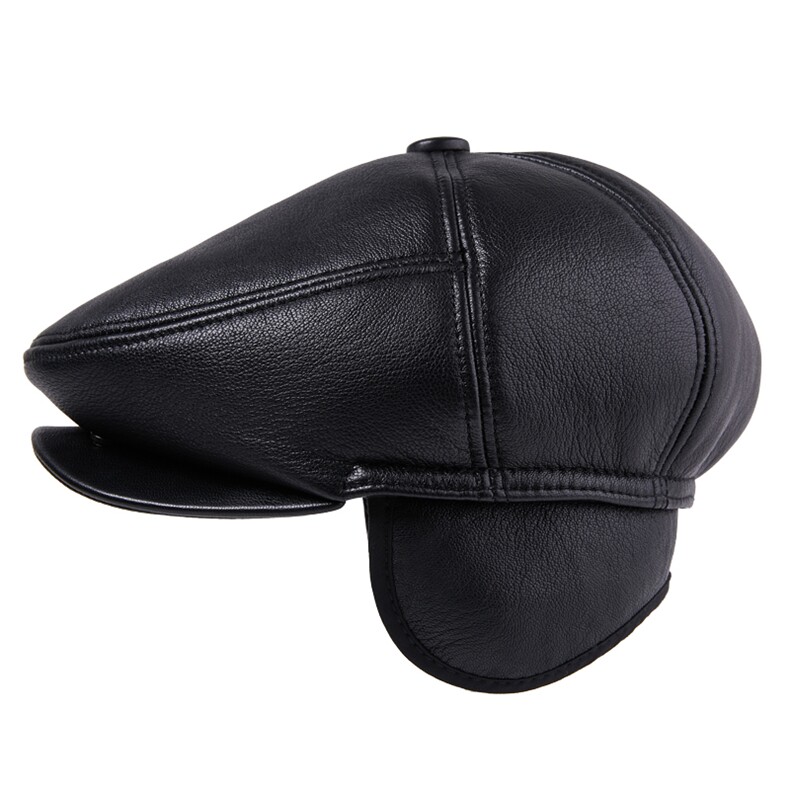 N801休闲帽子男士中老年冬季牛皮护耳保暖厚老人帽户外棉P72,饰品帽子,电商B360