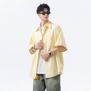 笑脸刺绣条纹短袖衬衫男 xh101-特p38图片