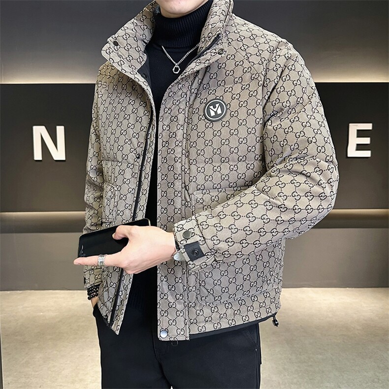 贴标花纹立领皮羽绒服男休闲保暖上衣外套A329-YR9873-P185,男装羽绒服,电商A329