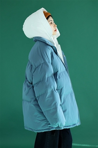 中性风 冬装ins撞色拼接厚款保暖连帽棉服 A125-Y281-P130图片