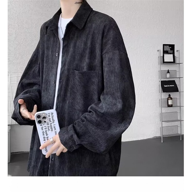 网络图，新款洋气时尚舒适树皮皱休闲衬衫XZ302B-1-CS57P40,男装衬衫,星座302B-1