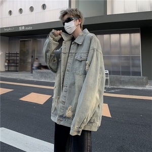 破洞牛仔外套男春秋款潮牌痞帅夹克美式复古潮流炸街N1223/P65图片