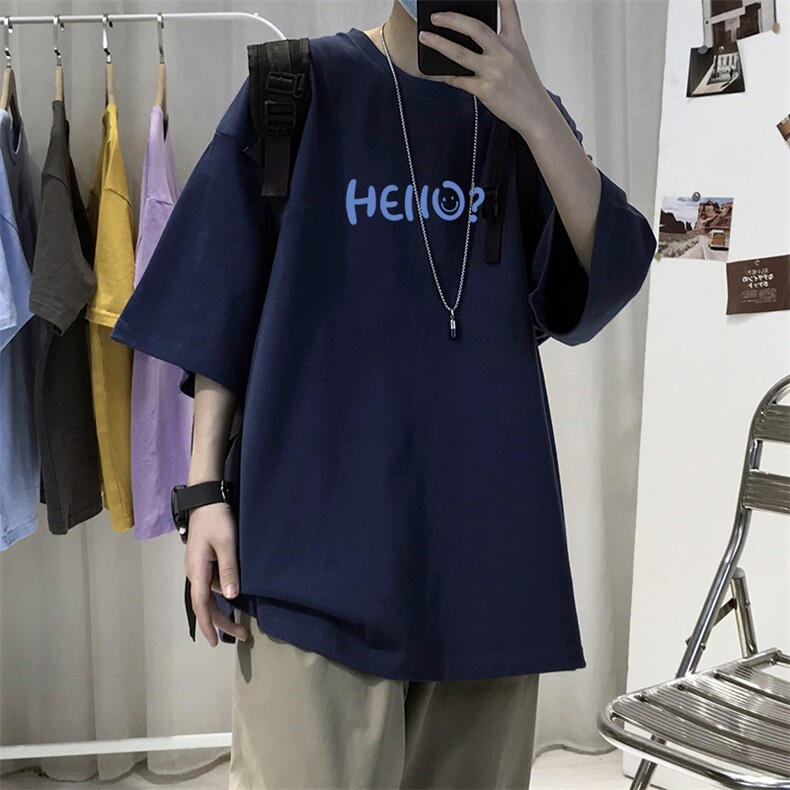 T02情侣中性休闲宽松半截袖圆领短袖T恤学生青少年文艺TEE大码潮图片