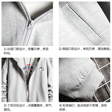 KS21239-P38连帽开衫卫衣男运动外套大码班服网格，男装卫衣，电商A040A