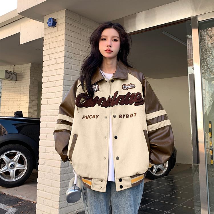 A159-P88 2025年秋季款美式复古毛巾绣外套夹克棒球服图片