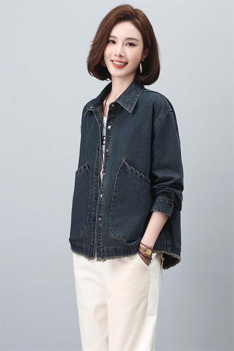 时尚春季宽松牛仔外套女款休闲百搭显瘦上衣,女装短外套,悦见她