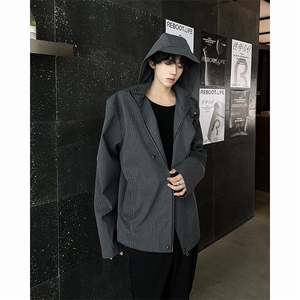 现货！25秋冬男士质感西服连帽条纹短款夹克外套特JK72-P118图片