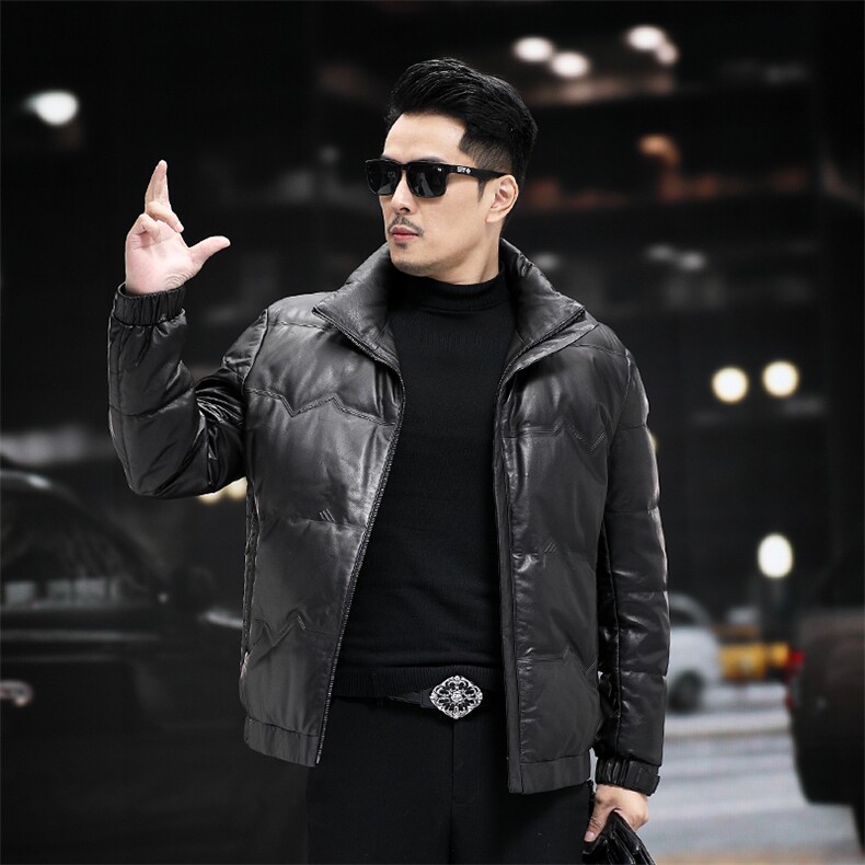 秋冬新款男士真皮羽绒服立领夹克超薄牛皮皮衣简约商务男装P860，男装夹克，电商B360A（原721A）