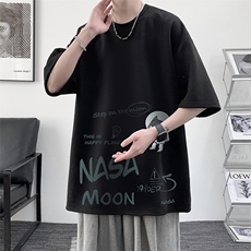 NASA联名同款麂皮绒短袖t恤男大码半袖男JD82187-P25，男装T恤，电商A040