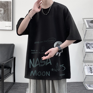 NASA联名同款麂皮绒短袖t恤男大码半袖男 JD82187-P25图片