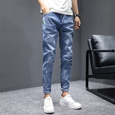 牛仔裤长裤男2023夏季新款潮流薄款灰色潮牌修身裤子男K821-P40，男装牛仔裤，星座512-2