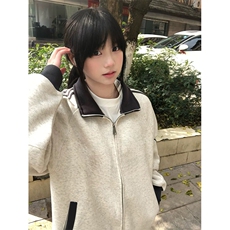 抖音得物高品质美式高街重磅结构设计拼接织带立领卫衣外套CM42，女装短外套，电商A486-1