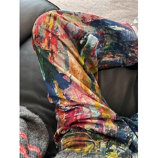 美式涂鸦油画牛仔裤男女设计感小众油漆直筒休闲裤潮L88299-P63，男装牛仔裤，星座1008