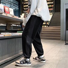 条纹卫裤男新款宽松百搭港风B684P32图片