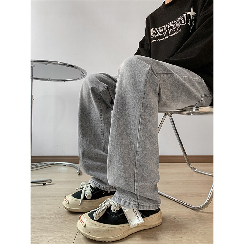 B221美式高街水泥灰弹力直筒牛仔裤LK24146-P60控79加绒P70控99,男装牛仔裤,电商B221