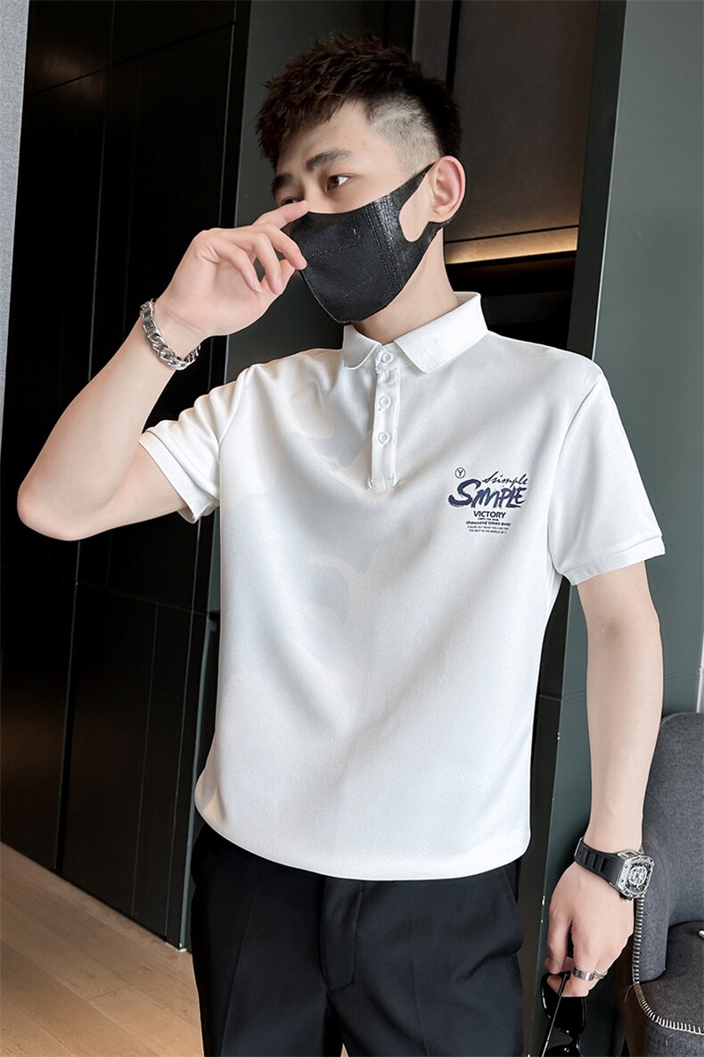 社会小伙夏季男士潮牌Polo衫字母印花短裤翻领体恤C208-8888-P38,男装牛仔裤,电商C208
