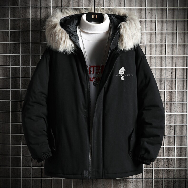MM48036-P130冬季大毛领衣男士大码加厚袄男服网格挂拍,男装棉衣,电商A040A