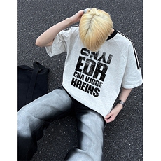 可48小时发货支持抖音得物来样二开重磅美式高街纯棉织带短袖T恤，男装T恤，电商A486-1